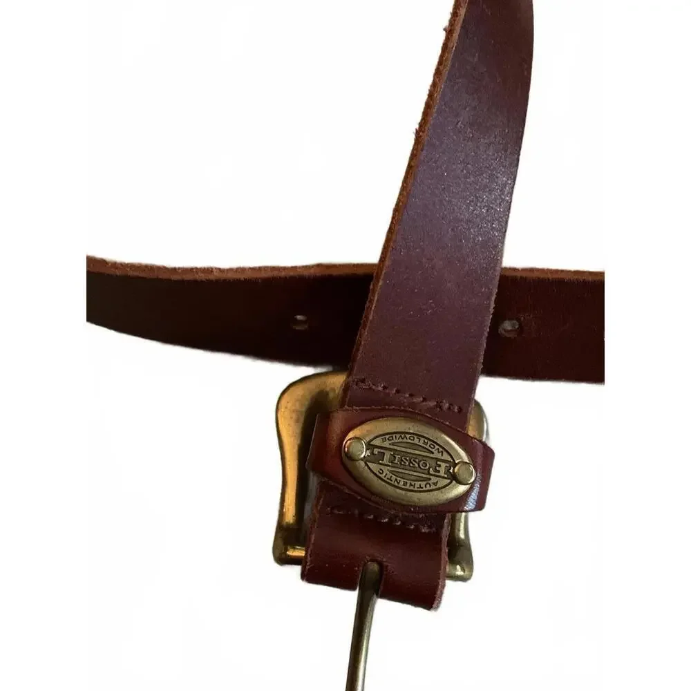 Fossil Leather belt with Brass Buckle  33 1/2”